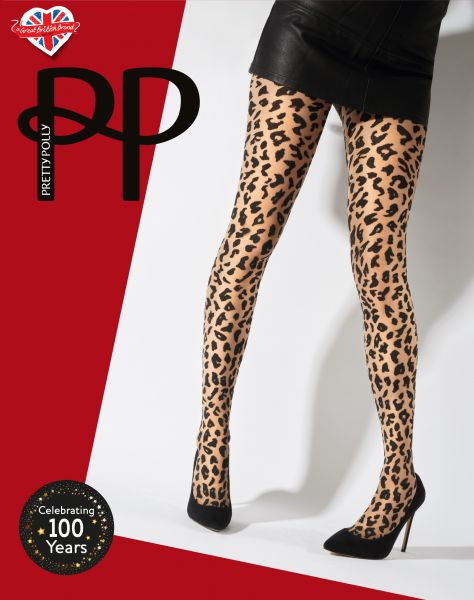 Pretty Polly Animal Design Strumpbyxa med leopardmönster